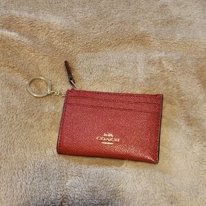 Coach Red Leather Card Case Keyring
